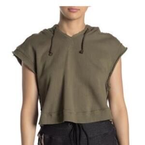 Free People Movement Sleeveless Cropped Hoodie in Green, Size L